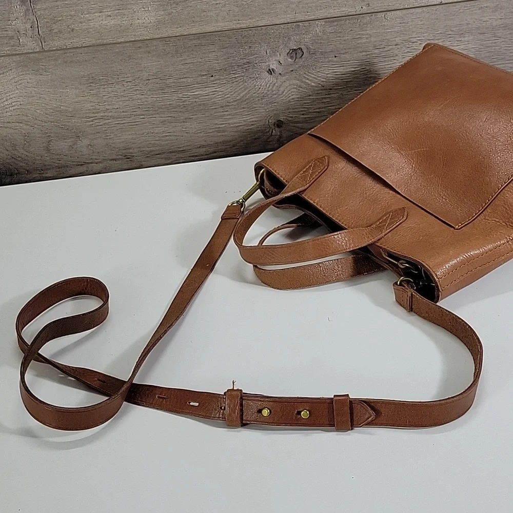 Madewell Transport Cognac Leather Tote Bag - Picture 6 of 13